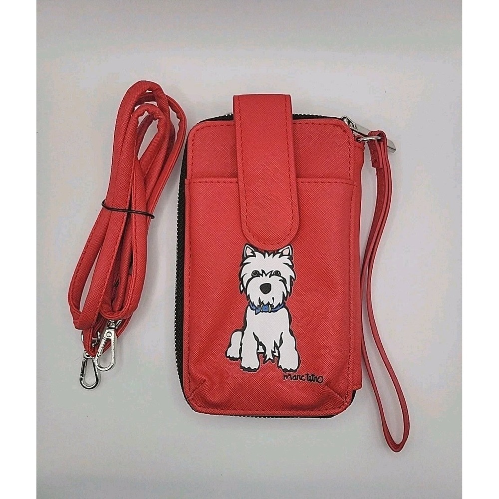 Marc Tetro Red Westie Crossbody Phone Wallet Wristlet